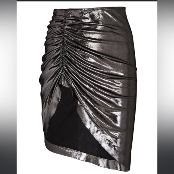 Norma Kamali Side Drape Mini Skirt in gun metal - Picture 2 of 13